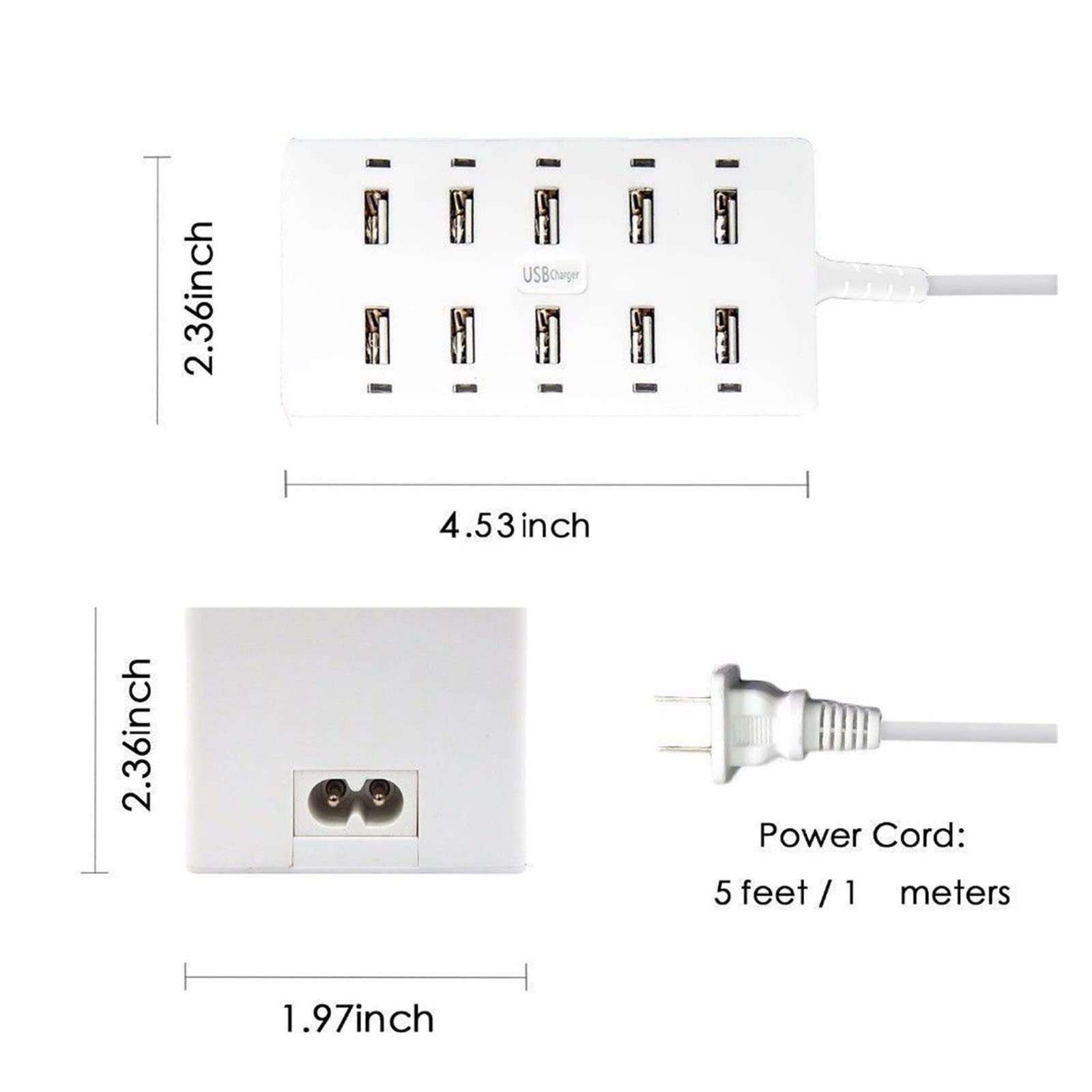 Stacja ładowania, Wieloportowa ładowarka USB 40 W 10 portów Stacja ładowania biurkowego Inteligentne wieloportowe urządzenie ładujące do smartfonów, tabletów i nie tylko