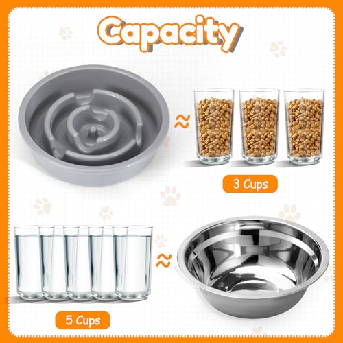 Elevated Dog Bowls with 1 Slow Feeder and 2 Stainless Steel Bowls 5 Heights Adjustable Raised Dog Bowl Stand for Medium Large Dogs,Non-Slip Dog Feeder Adjusts to 3.1”, 9”, 10”, 11”, 12” - Thumbnail 6