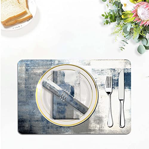 Blue Placemats And Cloth Napkins Set Of 8, Modern Art Placemat, Abstract Art Painted Placemats For Home Kitchen Decor (Placemats 18 "X12 Cloth Napkins 18 "X18) #TOP5