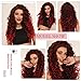 Ebingoo +Wig Cap Omber Red Black Lace Front Wig Ombe Wine Red Curly Lace Front Wig Long Curly Lace Front Wig Free Part Synthetic Wig Burgundy Lace Front wigs Red Wig for Women Party Halloween