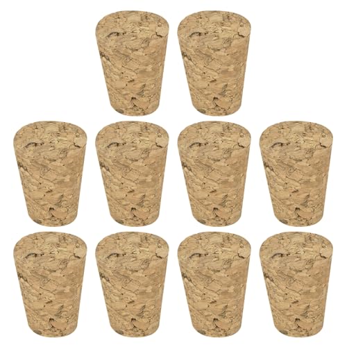 MECCANIXITY Tapered Cork, 17x12x22mm Wooden Leakproof Soft Cork Stoppers for Wine Beer Bottle Crafts Corks Plug Replacement Laboratory Supplies, Dark Wood Color, Pack of 10