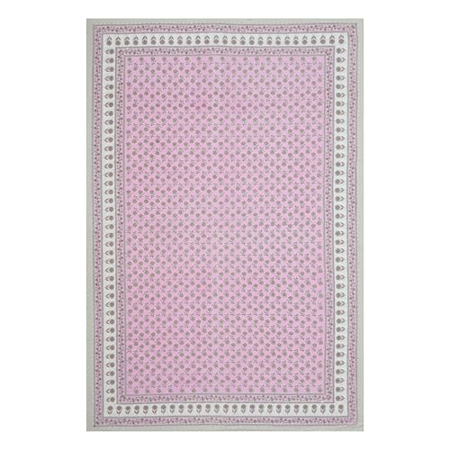 Image of 100% Cotton Single Bedsheet with 1 Pillow Cover | 240 TC Pure Cotton Flat Bed Sheet | Traditional Jaipuri Printed Bedding Set | Soft & Breathable | 60 x 90 Inch (Rangmahal Single 09)
