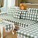 Produktbild GRZHJK Schnitt Sofabezug Für Wohnzimmer,Raster Baumwolle Sofa überwurf Anti-Slip Slipcover Sofa-Protektor(verkauft Von Stück Nicht Alle Gesetzten) Grün 16x16in(Kissenbezug)