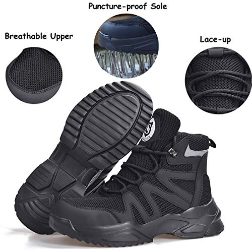 Suadex Steel Toe Boots For Men Women Lightweight Work Boots For Men Composite Toe Work Boots For Industrials & Construction Pure Black #TOP2