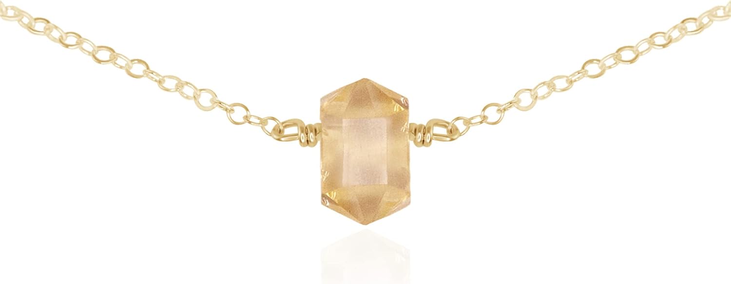 Citrine Double Terminated Crystal Choker in 14k Gold Fill