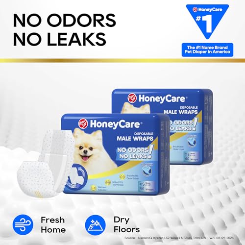 HONEY CARE All-Absorb A27 Male Dog Wrap, 50 Count, Extra Small
