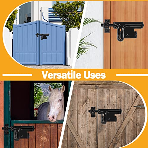 Door Lock Bolt Gate Latch - Heavy Duty Fence Slide Latches Outdoor Doors Latches Hardware Vinyl Gates Locks Black Barrel Bolt Locking Sliding Bolt Latch Padlock Hole For Wooden Fence Yard Shed Barn #TOP5