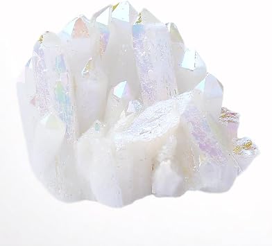 Angel Aura Quartz Crystal Cluster - Titanium Coated Healing Stones for Energy Balance, Reiki, Meditation & Spiritual Growth 1PC 1.1-1.8 OZ