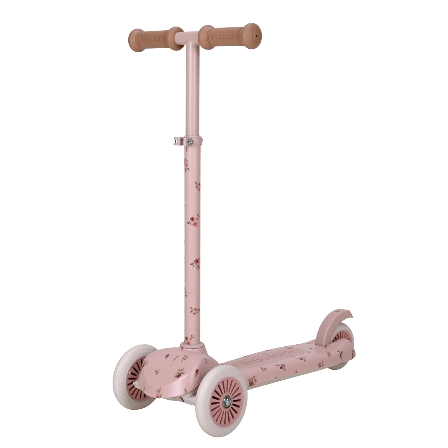 Little Dutch Kinder Scooter - Stabiler Roller - Höhenverstellbarer Cityroller - Sportlicher Kinderroller - Tretroller mit 3 Rädern - für Mädchen von 3-5 Jahre - bis zu 50 kg - Fairy Floral - pink