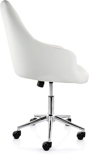 Vista 5 de Elama Silla de oficina ajustable de piel sintética en color blanco con acabado cromado