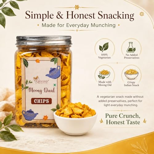 Image of Chocovic Moong Dal Chips 85g | Crispy & Protein-Packed Snack | Made with Premium Moong Dal | Healthy Vegetarian Crunchy Chips | Perfect Anytime Snack for Home, Office & Travel