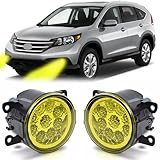 qobsos 3.5 Inch Fog Light Bulb Pair LED Front Bumper Fog Driving Lamp Light For Honda CR-V CRV 2012 2013 2014,3500k,Pack of 2