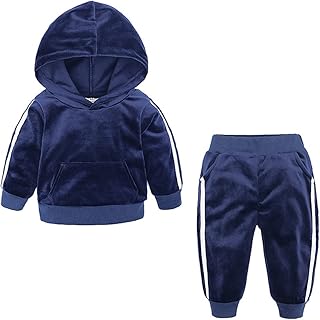 Kids Toddler Baby Boys Girls Fall Winter Outfit Velvet Clothes Long Sleeve Hoodie Sweatshirt Tops Long Pants 2Pcs Tracksuit Set