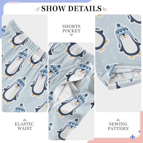 ZZXXB Winter Lovely Penguin Boys Long Pants Soft Trousers Elastic Waist Kids Lounge Bottoms with Pockets S-XL4