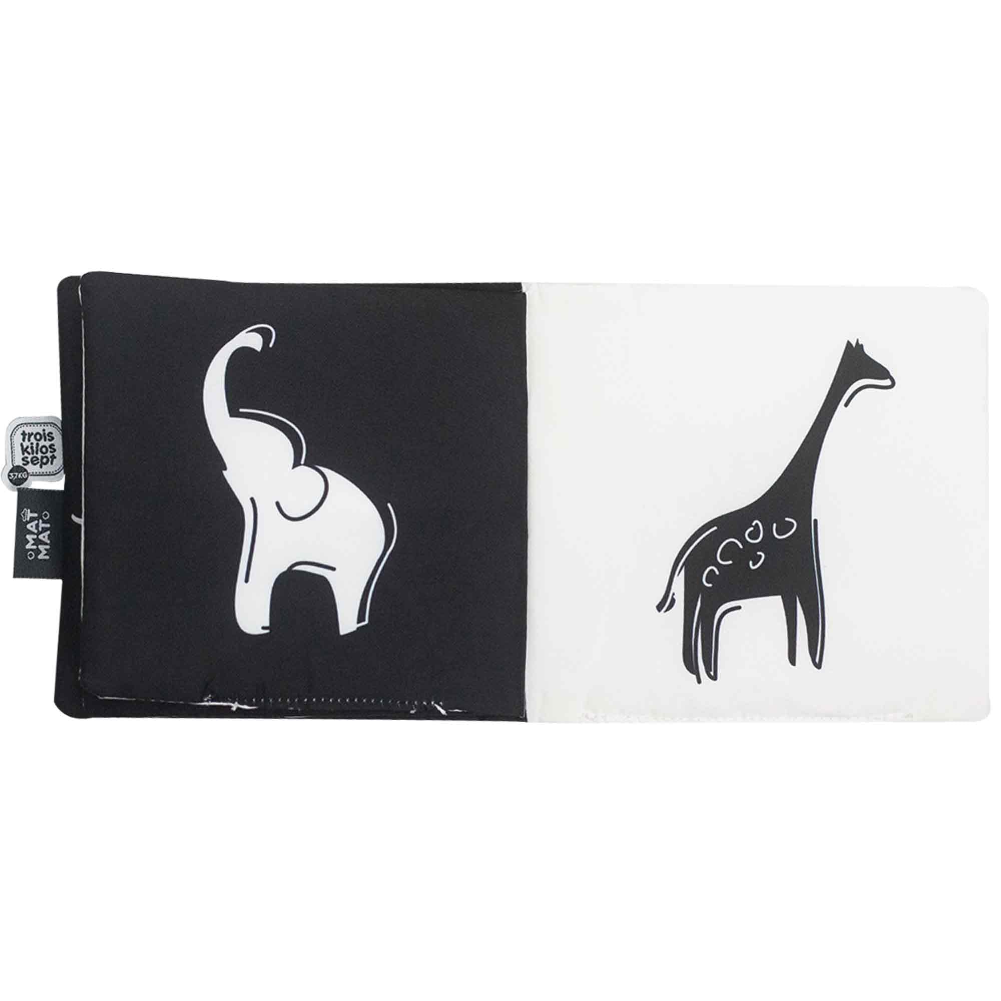 Livre d'éveil Noir et Blanc en Tissu pour bébé, 15 cm x 15 cm