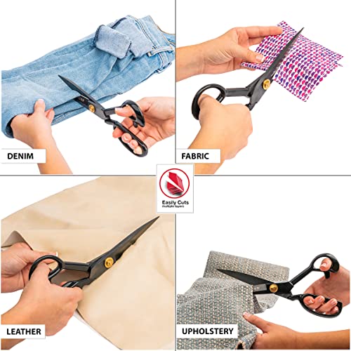 Singer Proseries 10 Inch Sewing Fabric Scissors, Heavy Duty Forged Steel Industrial Tailor Shears For Leather And Fabric With Folding Seam Ripper And 96 Inch Retractable Tape Measure For Dressmaking #TOP2