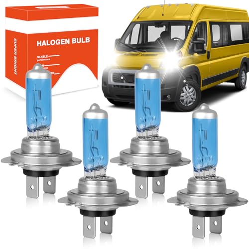 OQSNCV Fit for Ram ProMaster 1500 2500 3500 (2014-2022) Halogen Headlight Bulbs, H7 High Beam+ H7 Low Beam Light Headlamp Replacement Bulbs Kit, Pack of 4