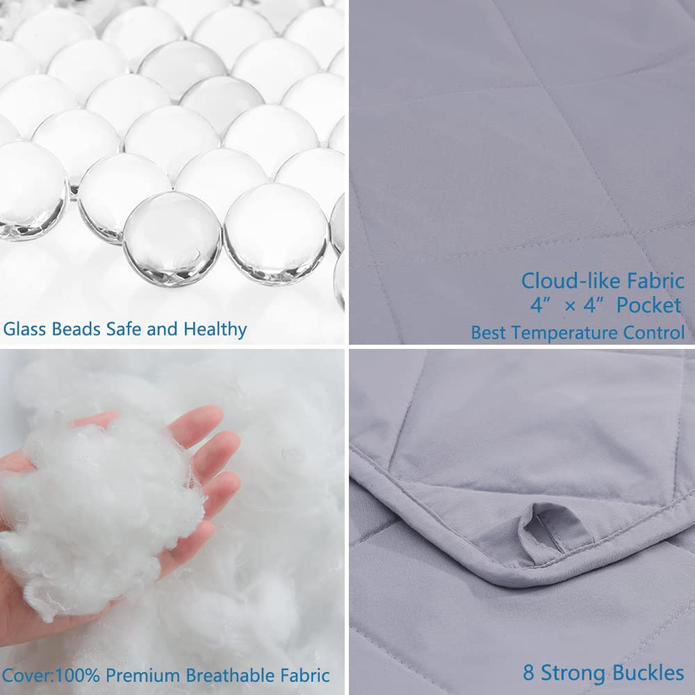 NexHome Weighted Blanket Kids 7lbs, 41x60 inches Toddler Heavy Blanket, Warming and Cooling Weighted Blanket for Boys and Girls, 100% Soft and Breathable Kids Weighted Blanket, Grey