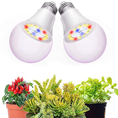 2 Pack Grow Light Bulbs, WEEGrow LED Grow Light Bulb A19, Full Spectrum Grow Light Bulb , Plant Light Bulb E26, 100W Equivalent 11W Grow Bulb Red & Blue, Grow Light for Indoor Plants, Seed Starting