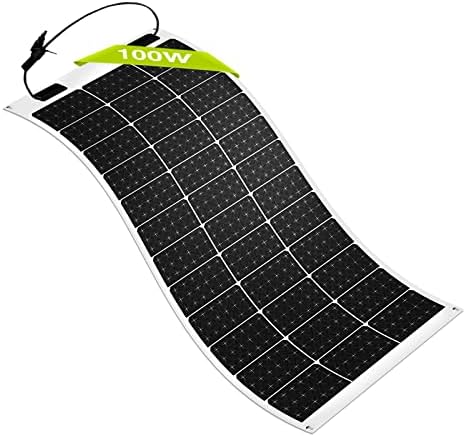Newpowa Flexible Solar Panel 100W 12 Volt Monocrystalline Semi-Flexible Bendable Mono Ultra Lightweight High Efficiency Charger Off-Grid for Uneven Surfaces Marine RV Cabin Va