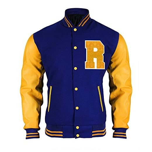 Red Smoke Riverdale KJ APA R Logo Archie Andrews Letterman Bomber Varsity Chaqueta, Azul Y Amarillo, S