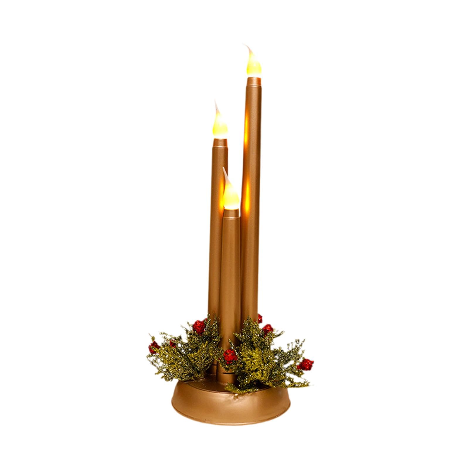 FLCPJGV Velas navideñas sin Llama, Velas LED, candelabros LED para Decoraciones navideñas, Adornos, Velas navideñas Falsas, Oro