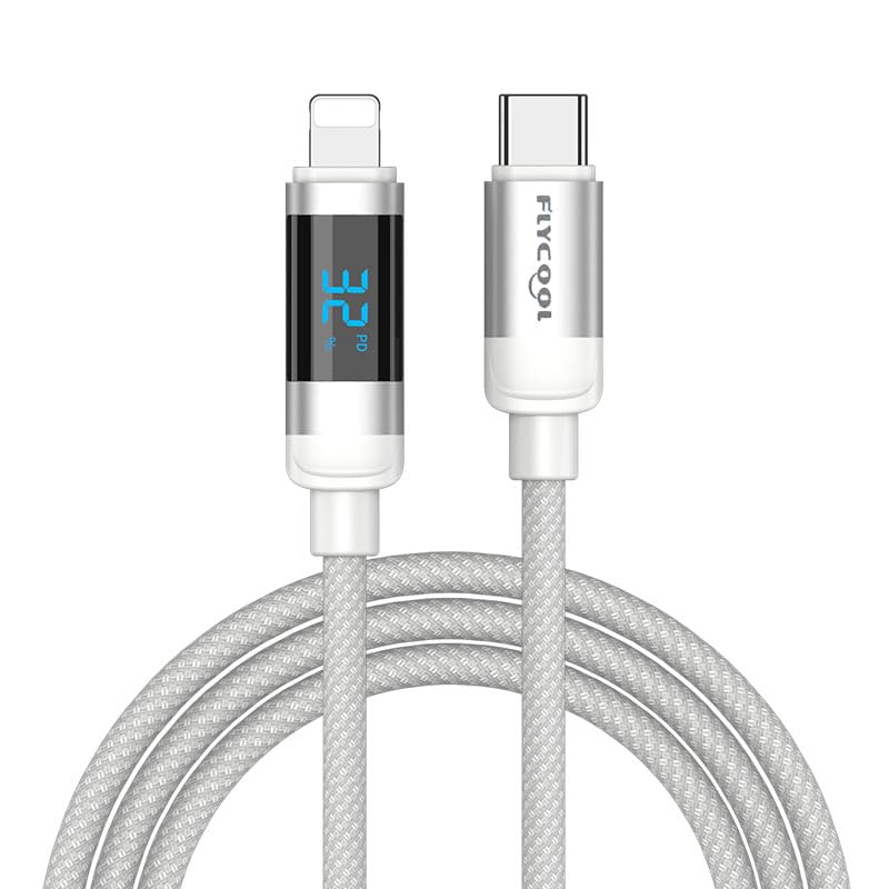 FlyCoolFast Charging Cable 3ft Nylon Braided USB C to Lighting Cable Compatible with 14/13 / 12/11 Pro Max/X/Xs Max/Xr /8 Plus/ 7 6S Plus 6 Plus/iPad Mini/Air