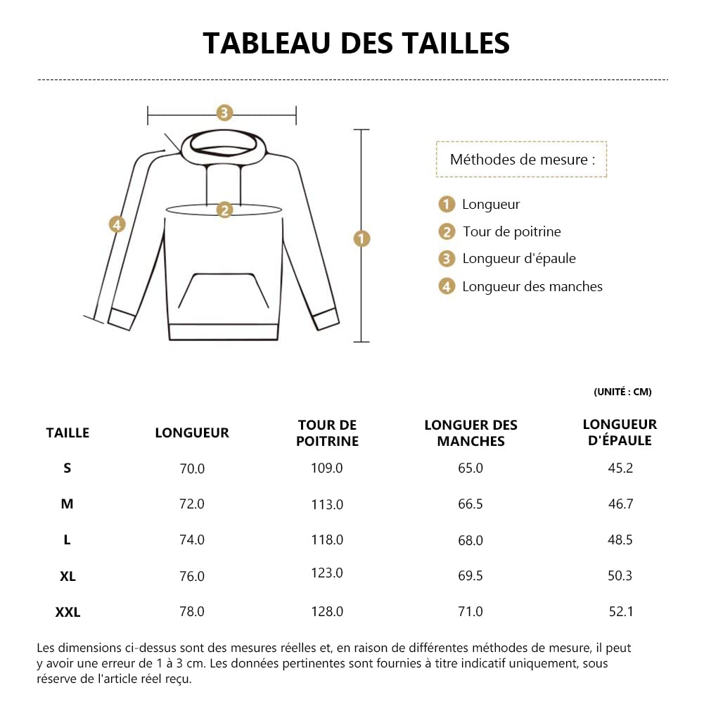 LBL Sweat Homme à Capuche Couleur Vives Pull de Manches Longues Poche Kangourou pour Hiver et Automne