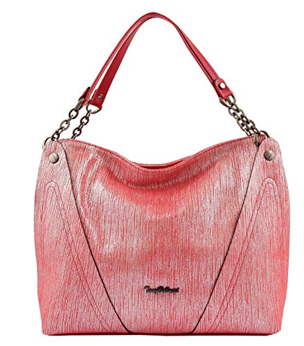 Sac à main décontracté pour femme HOL0375 bicolore rouge et noir en grand format