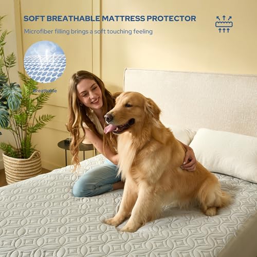Image of BEDLORE 2 Pack Waterproof Mattress Protector, California King Size Mattress Pad with Deep Pocket 6 inch-18 inch Depth, Soft Breathable Bed Mattress Cover for Home, Bedroom, Hotel (Light Gray)