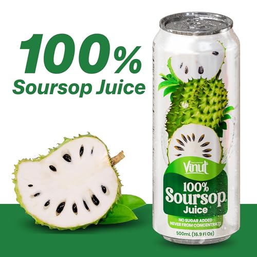 Image of VINUT 100% Soursop Juice, No Added Sugar, Not From Concentrate, 16.9 fl oz (500 mL) Can, Pack of 24