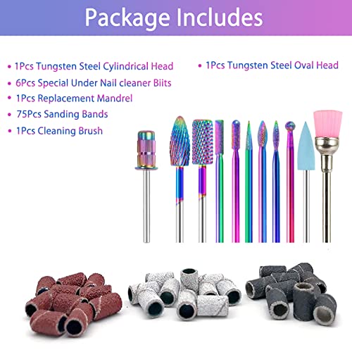 Bqan Nail Drill Bits, 10Pcs 3/32 Inch Tungsten Carbide Drill Bit Set, With 75Pcs File Sanding Bands (#80#120#180 Grits), Professional Drill Bits Set For Acrylic Gel Nails, Manicure Pedicure #TOP4