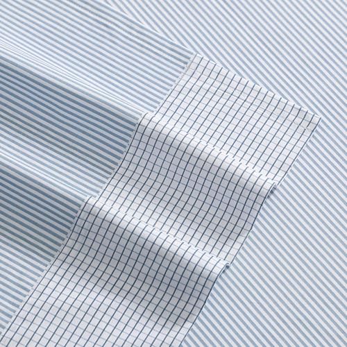 Image of Tommy Hilfiger - Full Size Sheets Set, Crisp & Tailored Cooling Sheets with a Cotton Percale Lightweight Feel - Bed Sheets with Matching Pillowcases & Fitted Sheet (Williamstown Stripe Blue)