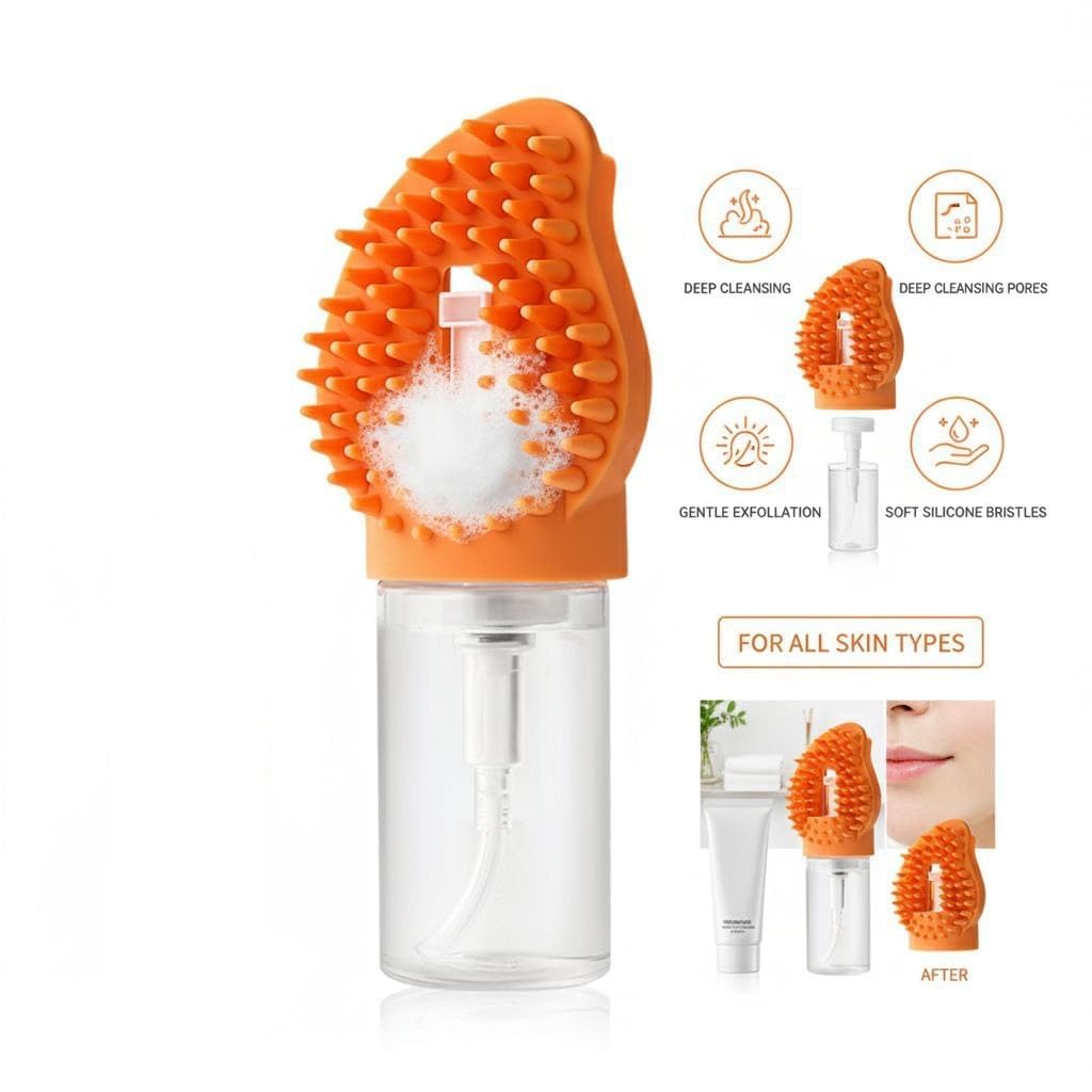 CARTENZA 2-in-1 Pet Bath Brush with Built-in Soap Dispenser – Soft Silicone Grooming Brush for Dogs & Cats – Removes Loose Hair, Massages Skin & Makes Bathing Easy