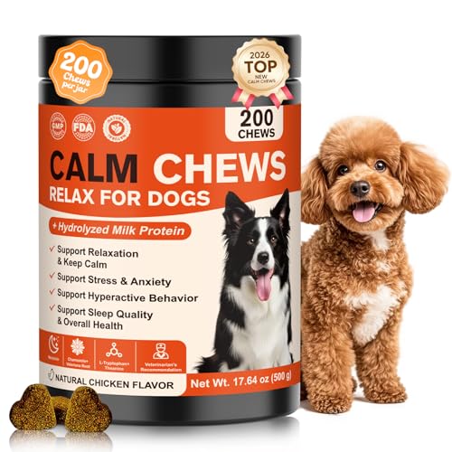 NHWHDJH Calming Chews for Dogs with Melatonin and Chamomile for Anxiety Relief and Stress Reduction for Fireworks Thunder Car Travel and Separation for Puppies and Adult Dogs