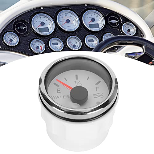 Ejoyous Indicateur de Niveau d'eau, Jauge de Réservoir d'eau 52 mm/2 Alarme Intelligente DC pour Bateau Marin RV 0-190 Ohm Capteur Européen 9-30 V (White)