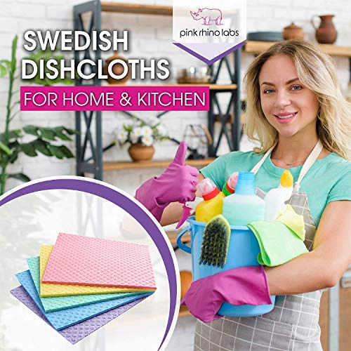 Pink Rhino Labs Swedish Dishcloths For Kitchen – Absorbent Kitchen Towels And Dishcloths Sets - Reusable Paper Towels - Dish Cloths For Washing Dishes And Cleaning Kitchen – Cellulose Sponge Cloths #TOP2