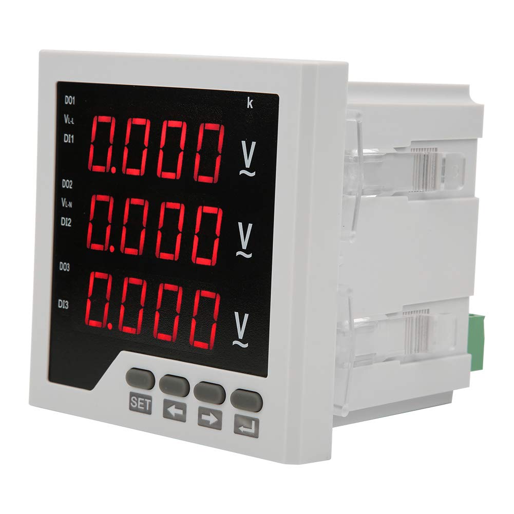 Jeffergarden Medidor de Voltaje CA 450 V, Pantalla LED Programable, Voltímetro Trifásico de Alta Precisión para una Fácil Instalación en Sistemas Eléctricos Industriales
