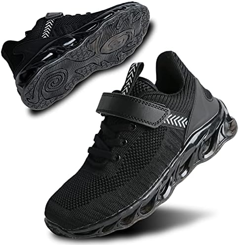 VIOX KIDS Boys Sneakers Children Hook and Loop Little Boys Sport Running Shoes for Little Kid Black Size 11.5