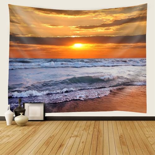 Tapiz de playa y puesta de sol de 150x150 cm para decorar un dormitorio infantil alegre 2