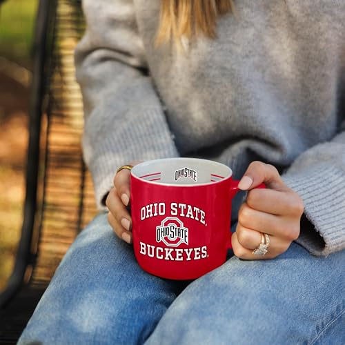 Image of Logo Brands NCAA Ohio State Buckeyes 15oz Stripe Mug - Team Logo, Inside Print, Standard Handle, Microwave & Dishwasher Safe