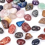 HAKACC 1LB Tumbled Stones Assorted, 1-1.2inch Natural Rocks Tumbled Gemstones Chips Crystals for Healing Reiki Meditation Home Decoration Vases