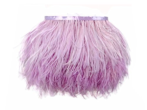 KOLIGHT Pack of 5 Yards Natural Dyed Ostrich Feathers Trim Fringe 4~5inch for DIY Dress Sewing Crafts Costumes Decoration (Lavender)