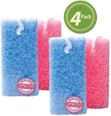 Foot Scrubber Sponge Pumice by Sassi | Pedicure tools with Premium Quality, Sanitized Foot Sponge Stone, Callus Remover for Pedicure, Bath Accessories | 4 in 1Pack