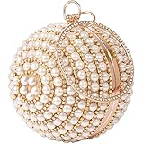Womans Round Clutch Ball Handbag Dazzling Full Rhinestone Tassles Ring Handle Purse Pearls Evening...