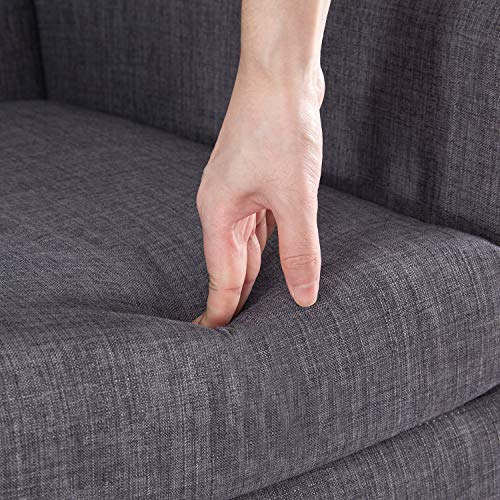 Huimo Upholstered Button Tufted Armchair, Accent Chair, Linen Fabric Sofa Chairs For Living Room, Bedroom, Mid-Century Modern Comfy Reading Chair (Grey) #TOP6