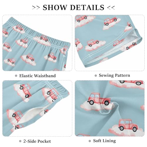 ALAZA Blue Car Cloud Pajama Shorts Sleep Shorts Pant Lounge Pajama Bottoms Elastic Waist with Pockets3