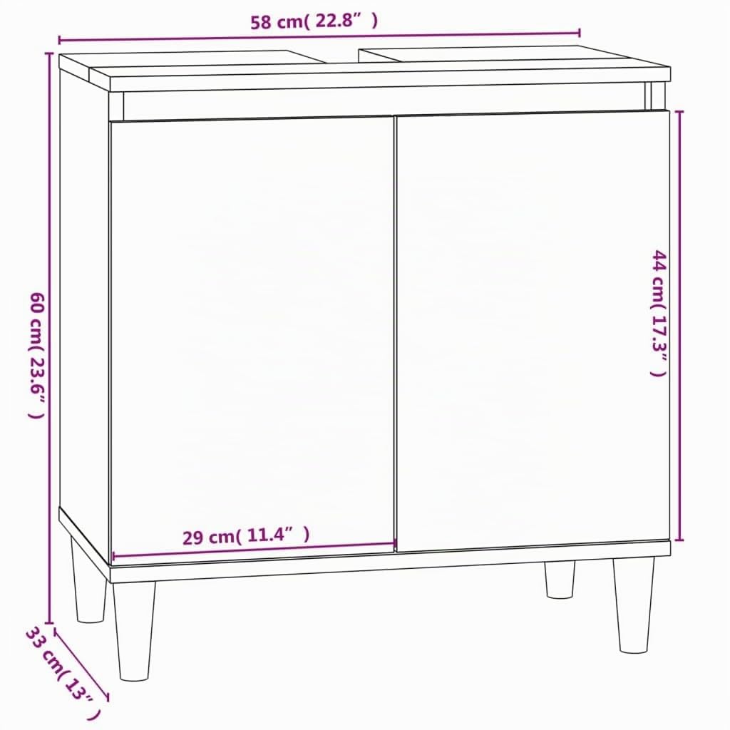 vidaXL Mobile Lavabo Bianco 58x33x60 cm in Legno Multistrato
