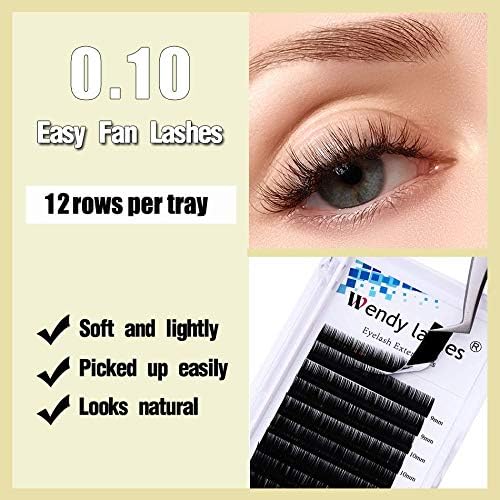 Easy Fan C Curl Mixed Self Fanning Lashes Extension 0.10mm 8-14mm Russian 3D 5D 8D Volume Individual Eyelash Extensions (KH-0.10-C-MIX8-14) - Image 3