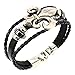 Aprilsky Jewelry Unisex Leather Bracelet Fleur De Lis Charm Bangle Bracelet Black